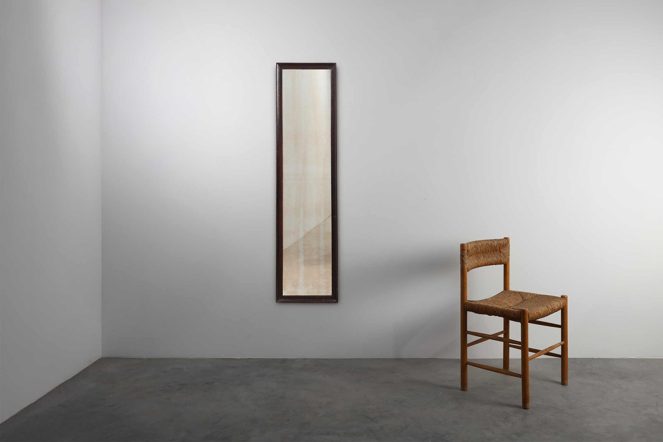 Belgian Art Deco Wooden Mirror with Aged Glass, ca. 1930thumbnail